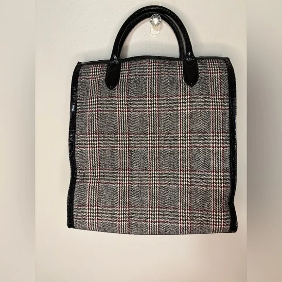 Brahmin Monique Multi Highland Genuine Leather Wool Plaid Tote - Picture 2 of 11